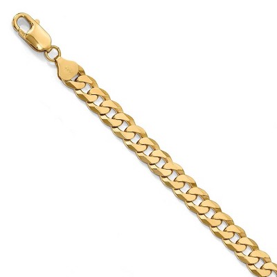 Black Bow Jewelry 8mm 14k Yellow Gold Beveled Curb Chain Bracelet