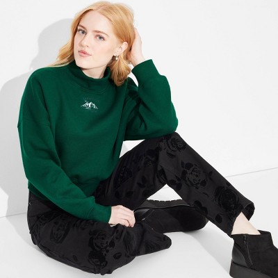 Women's Mock Turtleneck Sweatshirt - Wild Fable™ Dark Green XXS