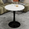 ChicFurnit Coffee Table Round Marble Top Mid Century Modern Style for Living Room or Dining, White, 27.56"*27.56"*28.35" - 2 of 4