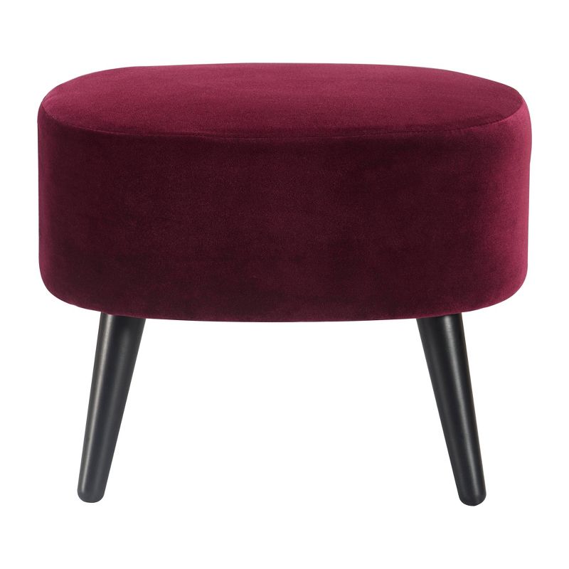 Nico Mid Century Modern Accent Chair and Ottoman Set French Merlot Red Velvet - Adore Decor, 2 of 13