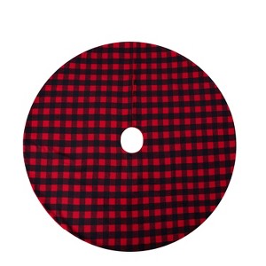 Joyfy 36"/48'' Christmas Tree Skirt, Red and Black Buffalo Checked Tree Skirts Mat, Christmas Decorations Intdoor, Xmas New Years Eve Party Decor - 1 of 4