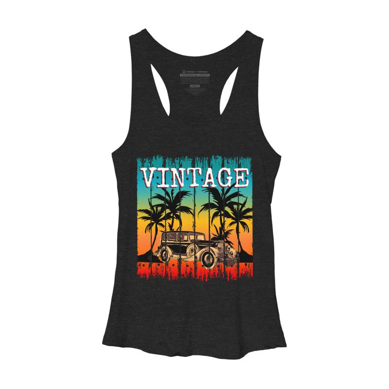 Women's Design By Humans Vintage Classic Car At Beach By punsalan Racerback Tank Top, 1 of 3