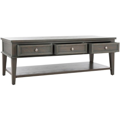 Transitional Ash Grey Rectangular Coffee Table with Storage