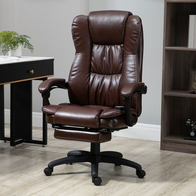 Brown Quilted-Tufted Leather High Back Swivel Executive Chair