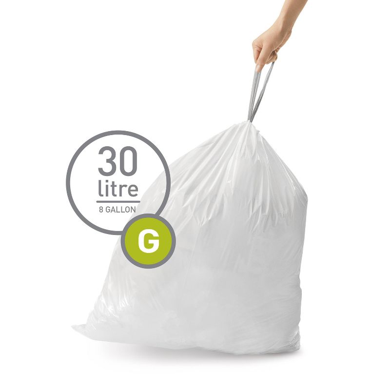 simplehuman 30L Code G Custom Fit Trash Can Liner White, 2 of 5
