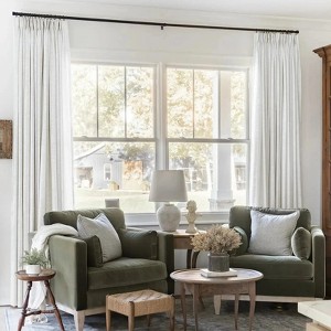 TWOPAGES Liz Collection Linen Blend Light Filtering Drape Pinch Pleat Unlined Curtains, Beige White, 1 Panel - 1 of 4