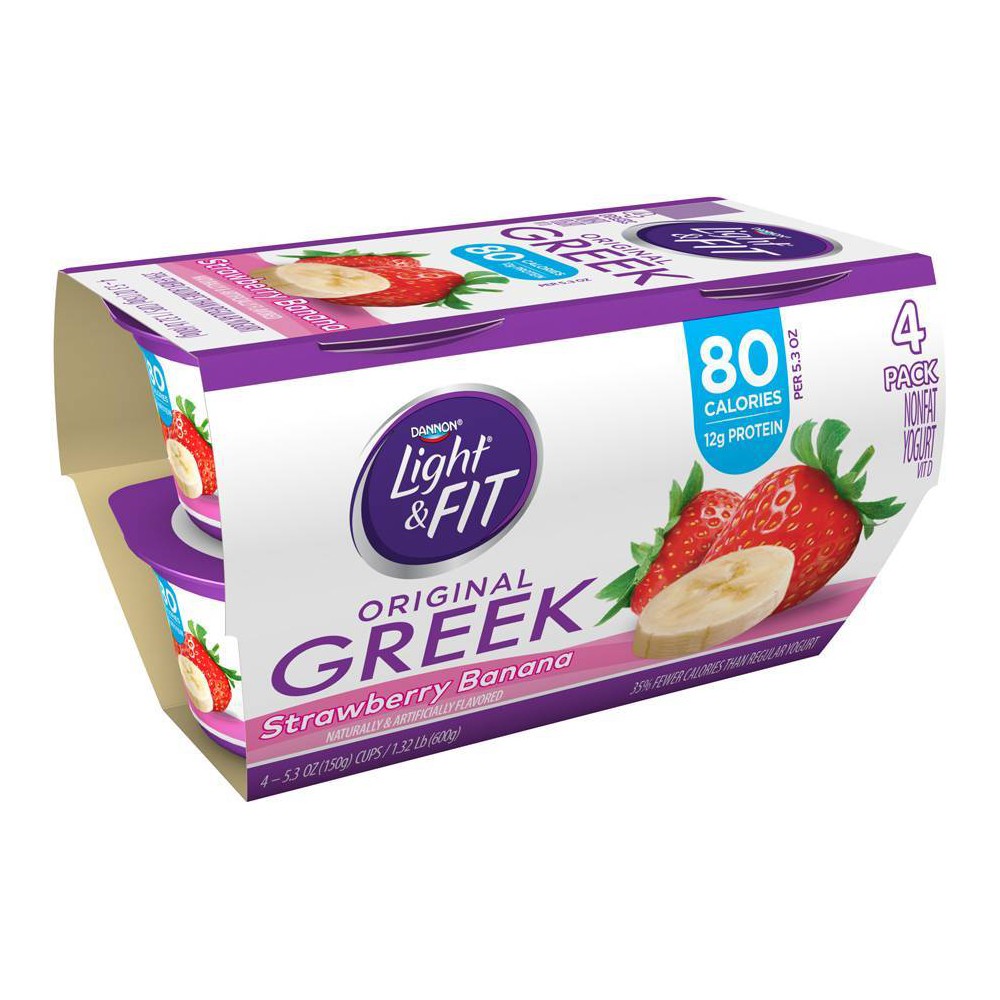 UPC 036632037183 product image for Dannon Light and Fit Strawberry Banana Flavored Greek Yogurt - 4ct/5.3oz | upcitemdb.com