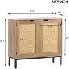 Acekool Rattan Storage Cabinet, 2-Door Sideboard with Metal Base, Modern Boho Accent Cabinet for Living Room, Entryway, Bathroom, Black - 3 of 4