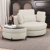 Hrinhom 50.2"W Chenille 360° Swivel Accent Barrel Chair and Storage Ottoman - 4 of 4
