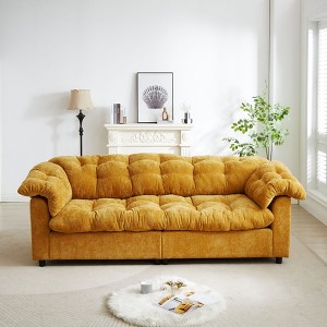 99.2" Chenille Modern Comfort Deep Seat Sofa, Upholstered Fluffy Cloud Sofa Suitable for living rooms, bedrooms, offices and apartments, beige - 1 of 4