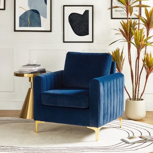Iapygia Contemporary Tufted Wooden Upholstered Club Chair with Metal Legs  for Bedroom and Living Room Club Chair  | ARTFUL LIVING DESIGN - 1 of 4