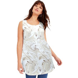 June + Vie by Roaman's Women's Plus Size Scoopneck One + Only Tunic Tank - 1 of 4