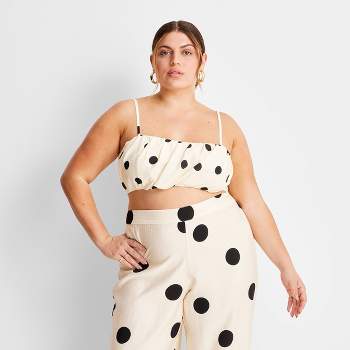 Women's Strappy Crop Top - Future Collective™ with Jenny K. Lopez Cream/Black Polka Dots