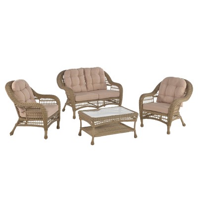 4pc Saturn Collection Patio Conversation Set - Cappuccino - W Unlimited