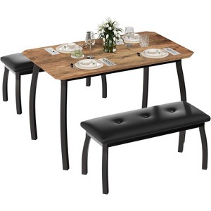 CuisinSmart Dining Table Set for 4, Kitchen Table with 2 Upholstered Bench, 3 Piece Dining Furniture Set for Small Space - 1 of 4