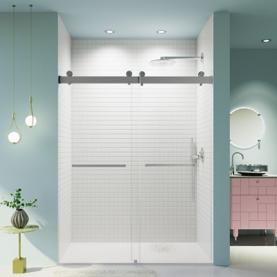 NicBex Bypass Shower Door 76"H Frameless Double Sliding Shower Doors with 3/8 inches (10mm) Thick SGCC Tempered Glass for Bathroom