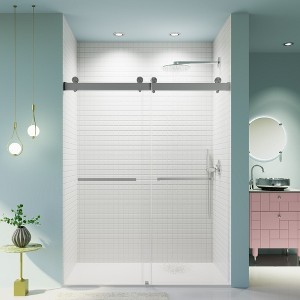 NicBex Bypass Shower Door 76"H Frameless Double Sliding Shower Doors with 3/8 inches (10mm) Thick SGCC Tempered Glass for Bathroom - 1 of 4