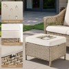 Buenhomino  Outdoor Ottomans for Patio Set of 2 PE Wicker Steel Frame Outdoor Footstool with Removable Olefin Cushions - 2 of 4