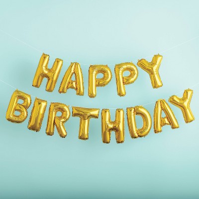 Gold Happy Birthday Foil Balloon Banner - Spritz&#8482;