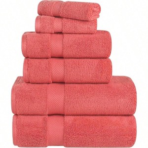 100 Cotton Bath Towels, Super Soft, Fluffy, Absorbent, 6 - Piece Set, Hand Towels 16" X 30" Bath 30" X 54" Washcloths Towels 13" X 13" - 1 of 4