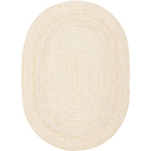 Braided Brd905 Hand Woven Area Rug - Gold/ivory - 4'x6' Oval