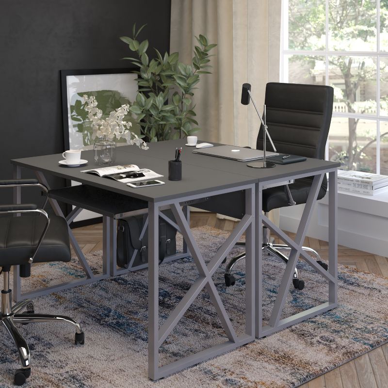 Flash Furniture Black Computer Desk with Pull-Out Keyboard Tray and Cross-Brace Frame, 4 of 9