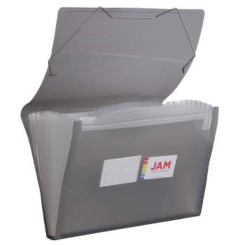 JAM Paper 10" x 15" 13 Pocket Plastic Expanding File Folder - Legal Size - Gray
