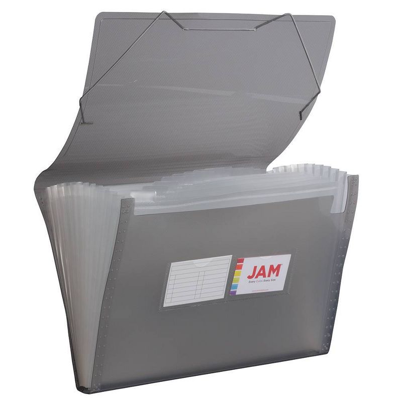 JAM Paper 10" x 15" 13 Pocket Plastic Expanding File Folder - Legal Size - Gray, 1 of 5
