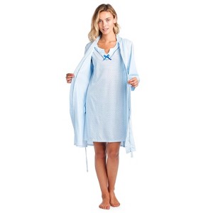 Casual Nights Women's 2 Piece Floral Robe and Gown Set - 1 of 4
