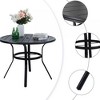 Captiva Designs 5pc Outdoor Steel Slat-top Round Dining Table & Haiti Rattan Chairs with Cushion - 4 of 4