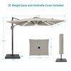 Sonkuki 11.5x9FT Outdoor Patio Solar LED Cantilever Umbrella Aluminium Pole w/Base, 360°Rotation and Canopy Angle Adjustment - 3 of 4
