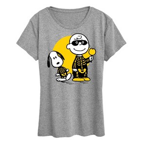 Women's - Peanuts - Charlie And Snoopy Skeleton Short Sleeve Graphic T-Shirt - 1 of 4
