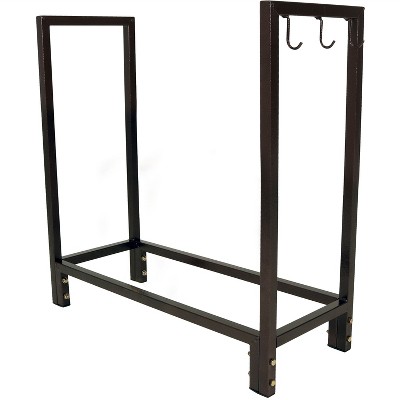 Sunnydaze Indoor/Outdoor Powder-Coated Steel Fire Pit or Fireplace Firewood Log Rack Holder - 30" - Black