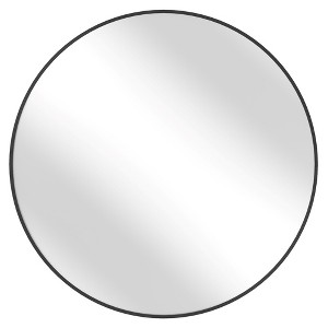 Round Mirror, Bathroom Mirror for Wall, Metal Frame, Easy to Install Ink Black - 1 of 4