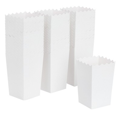Blue Panda 100 Pack White Popcorn Boxes for Party, Bulk Paper Treat Containers for Movie Night Decorations, 3.3 x 5.5 x 3.5 in