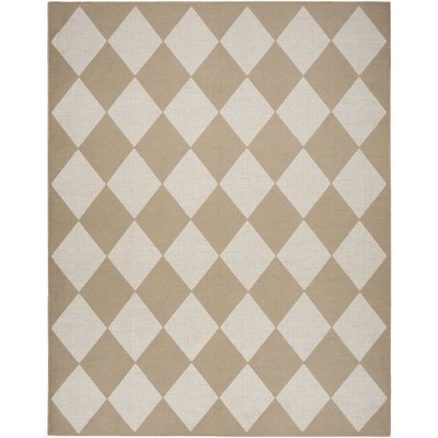 Nourison Washable Modern Jute Diamond Geometric Non-Skid Indoor Area Rug Natural Ivory 5'3"x7'3"