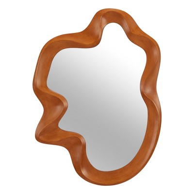 HomeRoots 35" Brown Solid Wood Abstract Geometric Framed Accent Mirror