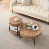 Coffee Table Vintage Round with Drawer, 31.9 Inch Wooden Storage Center Table with Retro Farmhouse Design for Living Room - 2 of 4