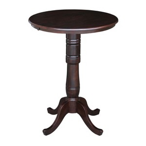 30" Round Top Pedestal Height Table Dark Brown - International Concepts - 1 of 2