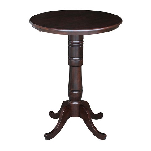 30" Round Top Pedestal Height Table Dark Brown - International Concepts - image 1 of 2