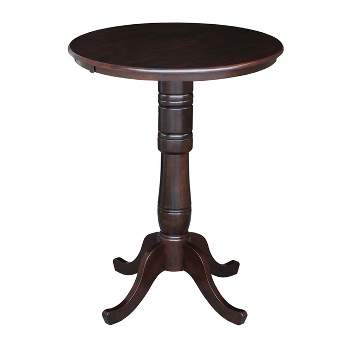 30" Round Top Pedestal Height Table Dark Brown - International Concepts