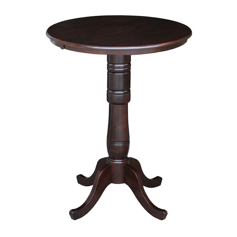 30" Round Top Pedestal Height Table Dark Brown - International Concepts, 1 of 4