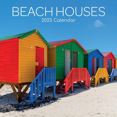 The Gifted Stationery 2025 Square Wall Calendar, Beach Houses, 16-Month Lifestyles Theme with Stickers (12 x 12 In)