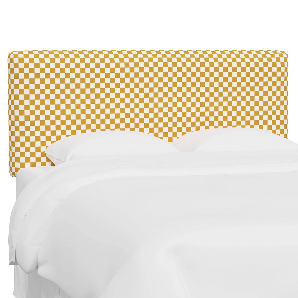 Photos - Bed Frame Skyline Furniture California King Olivia Upholstered Headboard Checkerboard Yellow: Quality Geometric Fabric, Pine Frame