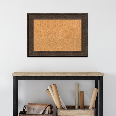 Burnished Bronze Framed Natural Cork Bulletin Board, 30" x 22"