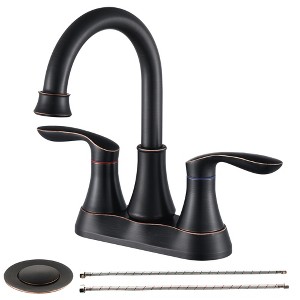 Chery Life 2-Handle Bathroom Sink Fauce with Pop-up Drain and Supply Hoses, Gold - 1 of 4