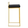 LumiSource Set of 3 Fuji Stacker Counter Height Barstools Gold/Black Velvet - 3 of 4