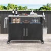Kicthen Cart with Storage Cabinet, Spice Rack and Towel Rack - 3 of 4