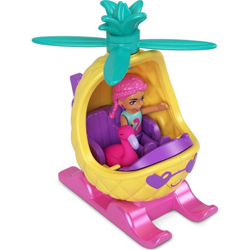 Polly Pocket Pollyville Micro Doll with Pineapple-Inspired Helicopter and Mini Flamingo, 3 of 5