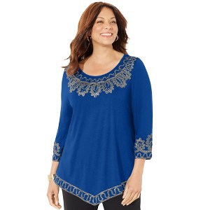 Catherines Pointed Hem Embroidered Top - 1 of 4